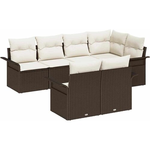  Sjedeća garnitura za vrt 7 kom. Smeđa Poli ratan 242.5 x 132.5 x 69 cm Slike
