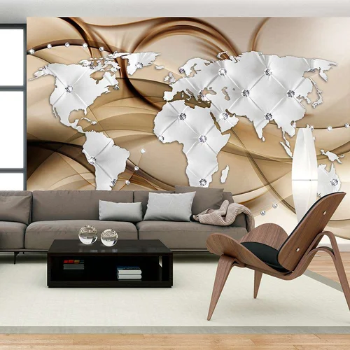  tapeta - World Map - White &amp Diamonds 350x245