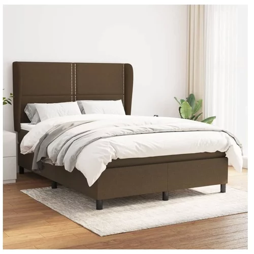 vidaXL Box spring postelja z vzmetnico temno rjav 140x190 cm