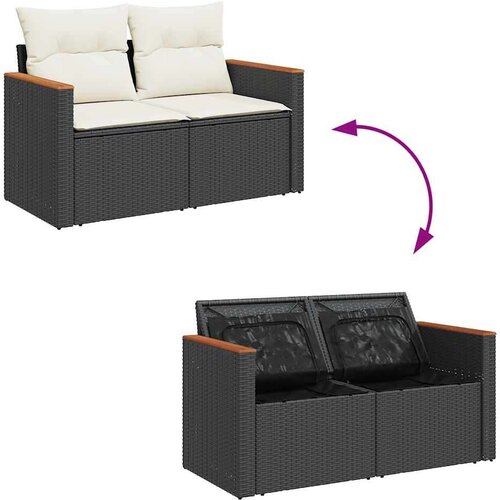 vidaXL 9-dijelni set vrtnih sofa s jastucima crni od poliratana bagrem Cene