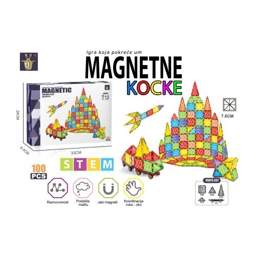  Magnetne Kocke Magnetni konstruktor Raketa 100 delova Magnetne kocke ( SW12762 ) Slike