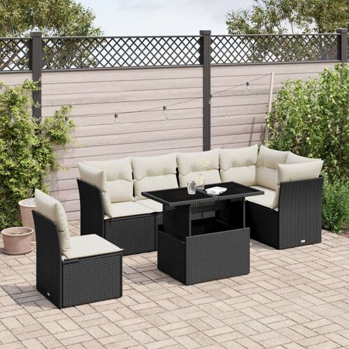  7-dijelni set vrtnih sofa od poliratana s jastucima crni Cijene