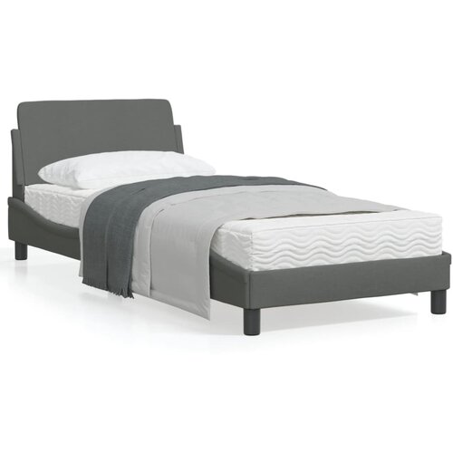 VidaXL Posteljni okvir z vzglavjem temno siv 90x200 cm blago Slike