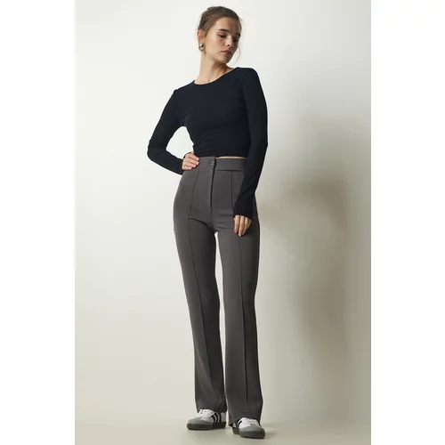 Happiness İstanbul Women's Smoky High Waist Lycra Casual Knitted Trousers