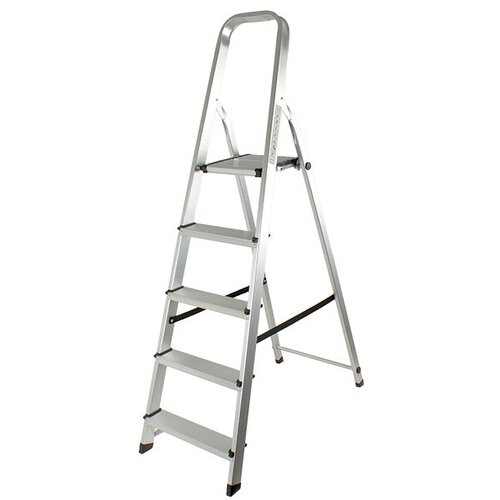 Womax aluminijumske merdevine 4+1 sive Slike