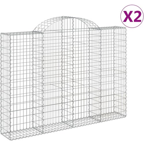  Lučne gabionske ko&amp;scaron;are 2 kom 200x30x140/160cm pocinčano željezo Slike