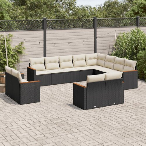 vidaXL 12-dijelni set vrtnih sofa od poliratana s jastucima crni Cijene