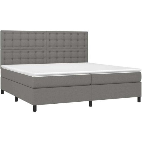  Krevet s oprugama i madracem tamnosivi 200 x 200 cm od tkanine Slike