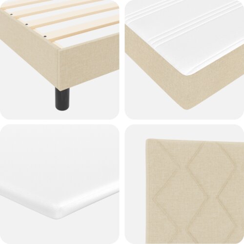  Krevet s box springom s madracem Krem 90x200 cm Tkanina Slike