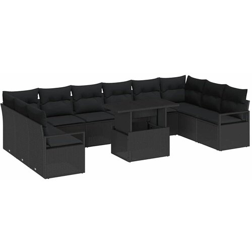  Sjedeća garnitura za vrt 11 kom. 10-Broj sjedala Crna poliratan 100 x 55 x 73 cm Slike