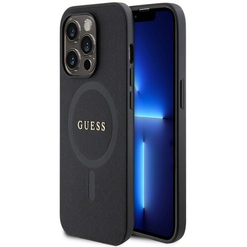 Guess PU Saffiano MagSafe Zadn&iacute; Kryt pro iPhone 15 Pro Max Black Ovitek za telefon Vijolična Cene