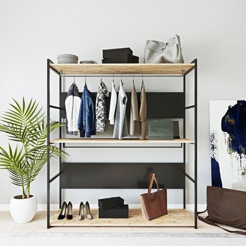 Hanah home Perpa - L650 OakBlack Wardrobe Cene