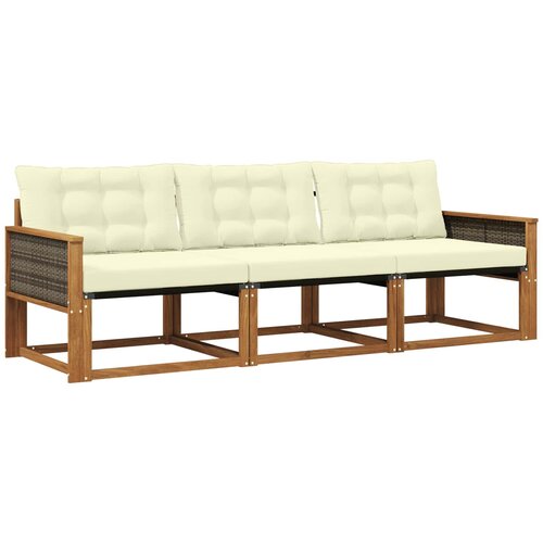 vidaXL Zunanja garnitura za sedenje z blazino 3 pcs Naravna in smetana, (5000273628) Cene