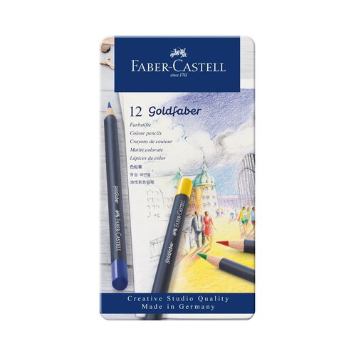 Faber-Castell olovke u boji, 12 boja, Goldfaber metalna kutija Slike