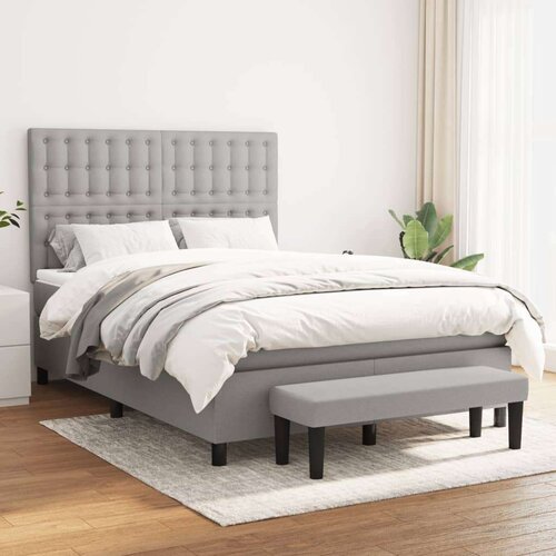  Box spring posteljni z vzmetnico svetlo siv 140x190 cm blago, (20737366) Cene