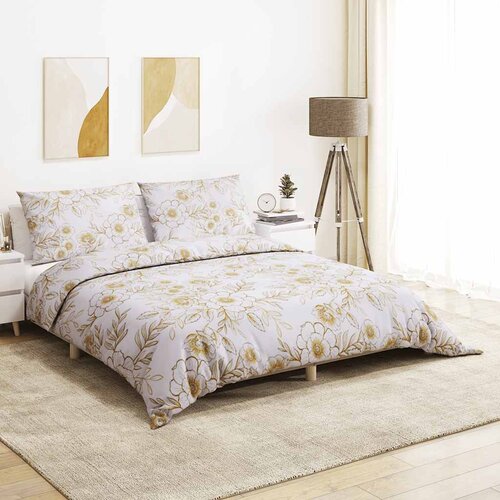  Set posteljine za poplun bijelo-smeđi 225x220 cm pamučni Cijene
