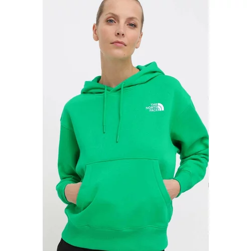 The North Face Dukserica W Essential Hoodie za žene, boja: zelena, s kapuljačom, s aplikacijom, NF0A7ZJDPO81