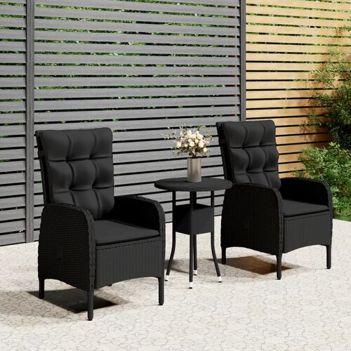  3-dijelni vrtni bistro set od poliratana crni Cene