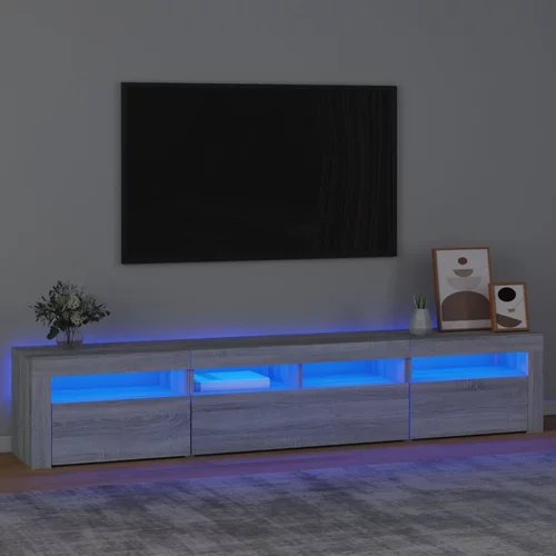 vidaXL TV omarica z LED lučkami siva sonoma 210x35x40 cm