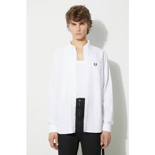 Fred Perry Pamučna košulja za muškarce, boja: bijela, regular, s button-down ovratnikom, M5684.100