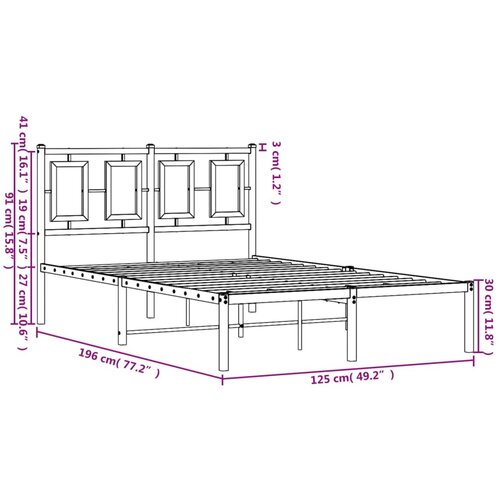  Metalni okvir za krevet s uzglavljem bijeli 120 x 190 cm Slike