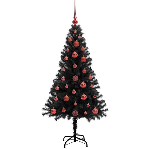  Božićno drvce s 150 LED svjetlima s stalakom Crna 120 cm PVC Slike