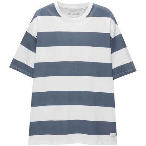 Pull&Bear Majica mornarsko plava / bijela