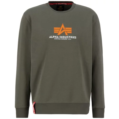 Alpha Industries Sweater majica maslinasta / neonsko narančasta / bijela