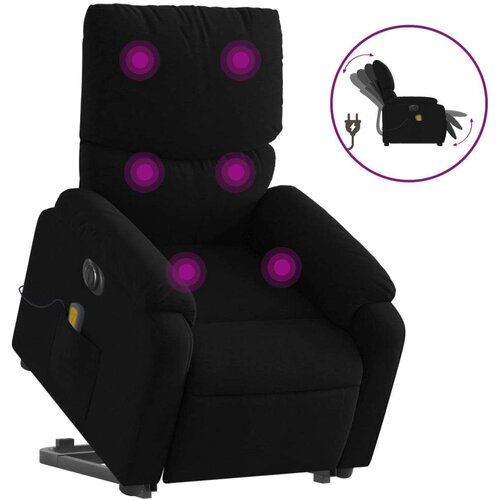 VidaXL Električni masažni naslonjač na podizanje od tkanine crni Slike