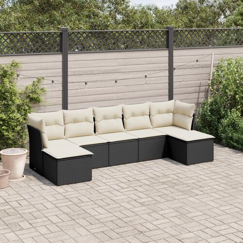 vidaXL 7-dijelni set vrtnih sofa od poliratana s jastucima crni Cijene