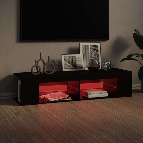 VidaXL TV ormarić s LED svjetlima crni 135 x 39 x 30 cm Slike