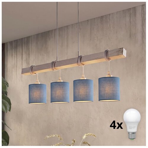Brilagi LED luster na sajli NUBILA 4xE27/60W/230V siva/tamno plava Slike