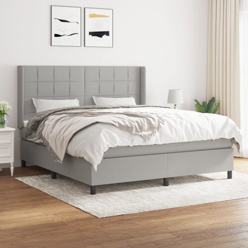 The Living Store Box spring postelja z vzmetnico svetlo siva 180x200 cm blago - Box Spring Postelja, (21520731) Slike