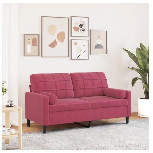 vidaXL Dvosjed s ukrasnim jastucima boja vina 140 cm baršunasti Cijene