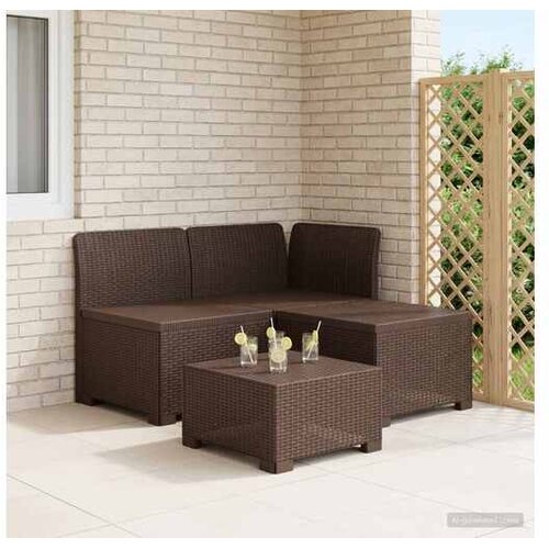 vidaXL Sofa za vrt za 3 osobe sa izgledom rattan 3-sjedalo PP Smeđa - Smeđa Sofa + srednji + kutni bez jastuka Cijene