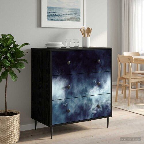  Komoda RAALTE Plavi mramorni uzorak 66 x 36,5 x 76 cm Cijene