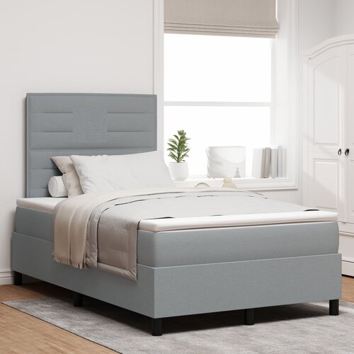 VidaXL Postelja Box Spring z vzmetnico Svetlo Siva Majhna Dvojna Tkanina Slike