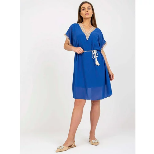 Fashion Hunters Dark blue one size dress with short sleeves
