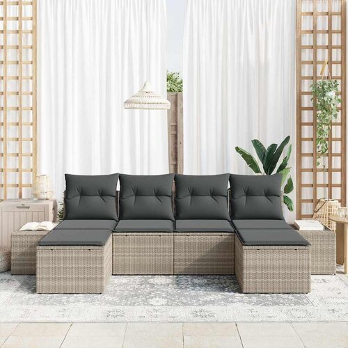  Sjedeća garnitura za vrt 6 kom. Svijetlo siva poliratan 294 x 117 x 69 cm Slike