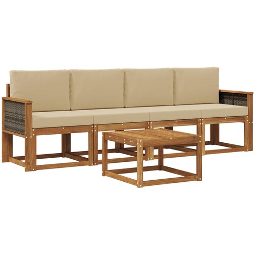 vidaXL Zunanja garnitura za sedenje z blazino 4 pcs Naravna, (5000282127) Cene