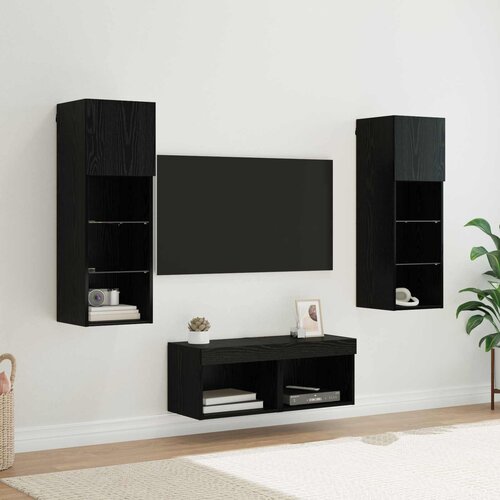 vidaXL TV stene 4 pcs Črna Orehovina 40 x 30 x 30 cm Konstruiran les Cene