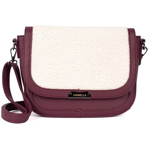 Shelvt Burgundy crossbody bag with lamb fur Slike