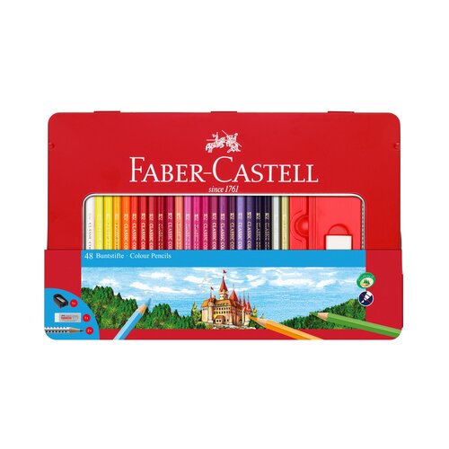 Faber-Castell Bojice Faber-Castell set od 48 boja u metalnoj kutiji sa otvorom (Set) Slike