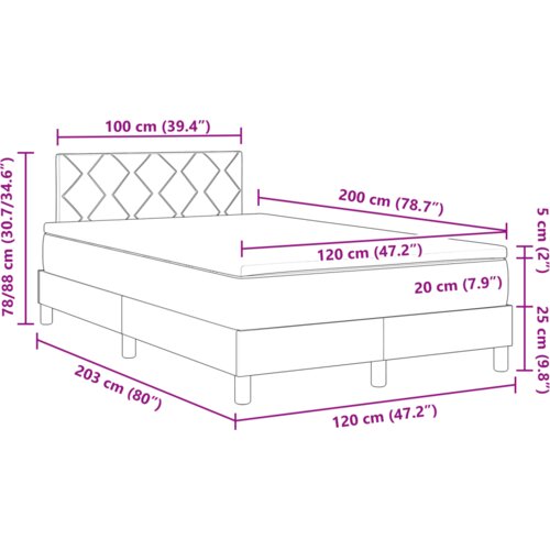 Box Spring Krevet s Madracem &amp;amp;amp LED Tamnoplavi 120x200 cm Bar&amp;scaron;un Slike