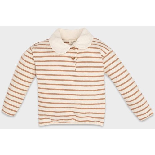  Baby Girl Striped Baby Collar Soft Furry Sweatshirt Cene