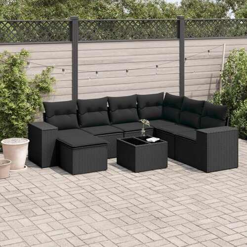 vidaXL 8-dijelni set vrtnih sofa od poliratana s jastucima crni Cijene