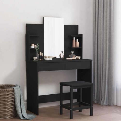  Toaletni stolić s ogledalom crni 96 x 39 x 142 cm Slike