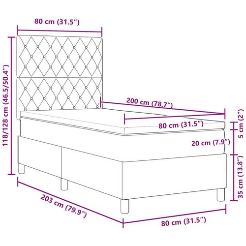 VidaXL Box Spring Krevet s Madracem Tamno Zelena 80x200 cm Bar&amp;scaron;un Slike