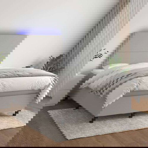  Box spring postelja z vzmetnico LED sv. siva 120x200 cm blago, (20789341) Cene