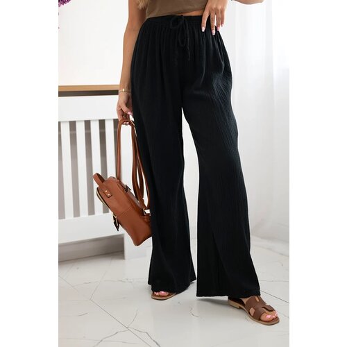 Kesi Włoski Muslin pants with a wide leg black Cene